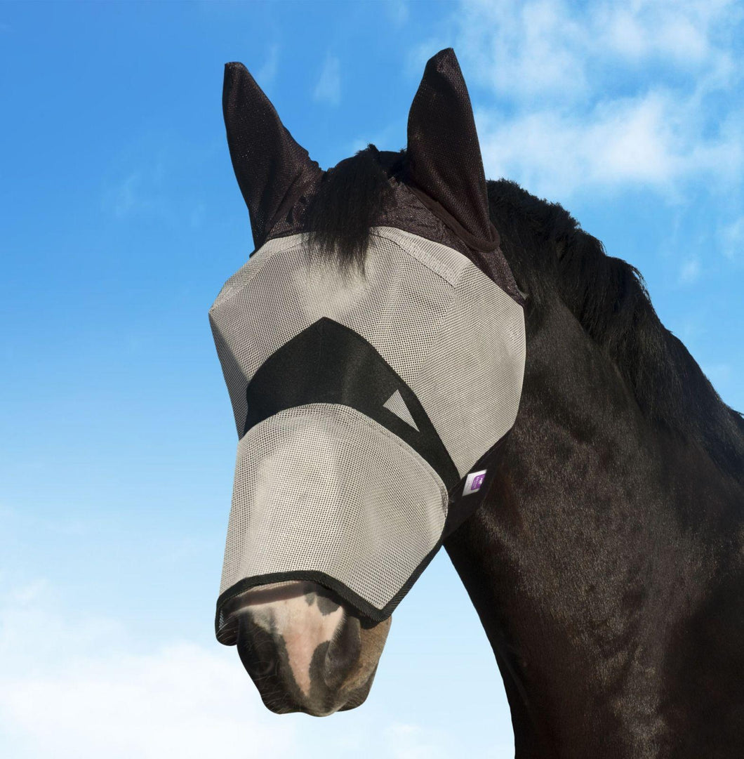 KM Elite Fly Mask Long With Ears Small (Large Pony/Yearling)